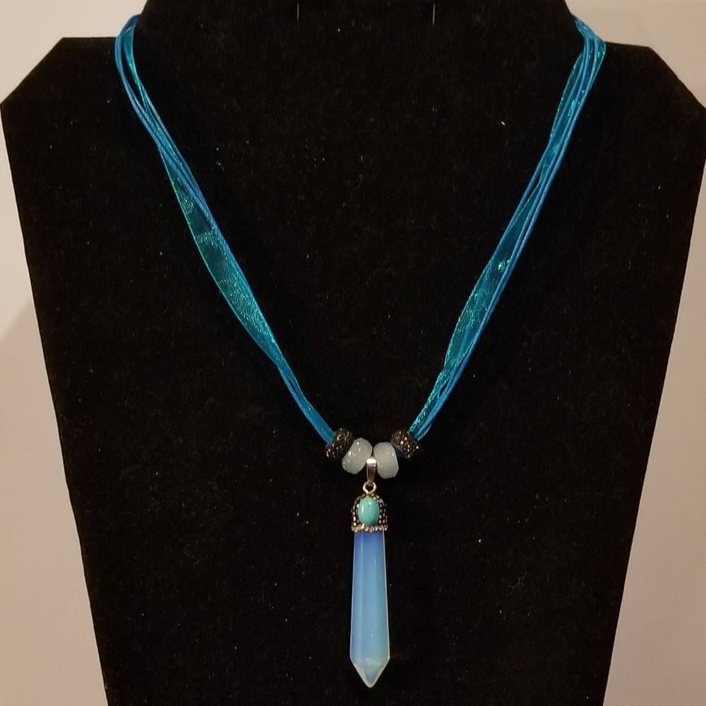 Opalite Pave Crystal Pendulum Necklace